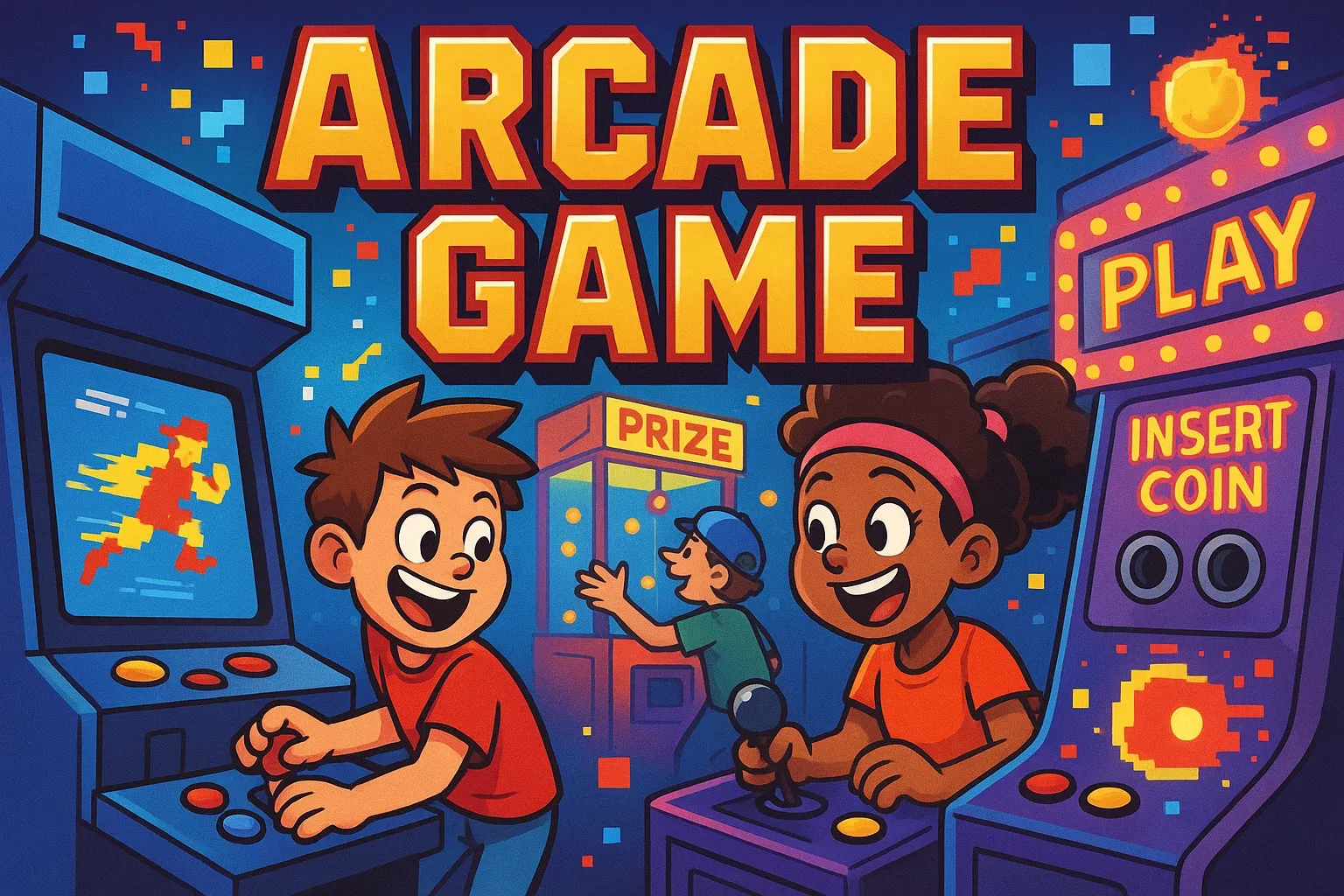 A boy and girl playing an arcade game.